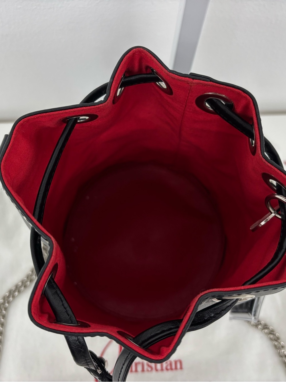 Christian Louboutin Marie Jane Black Leather Bucket Bag - Picture 2 of 8